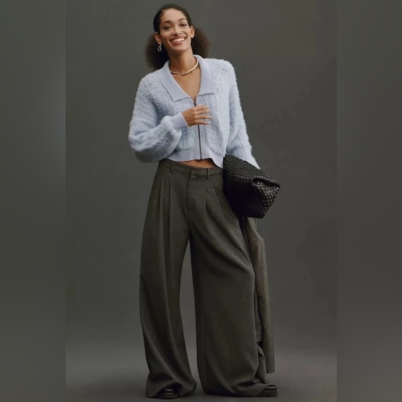 By Anthropologie Zip-Up Brushed Sweater Cardigan Blue - Picture 5 of 15